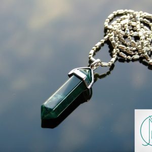 Moss Agate Natural Crystal Point Pendant Gemstone Necklace Michael's UK Jewellery