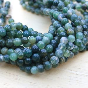 Moss Agate Natural Gemstone Round Beads 4mm Michael's UK Jewellery