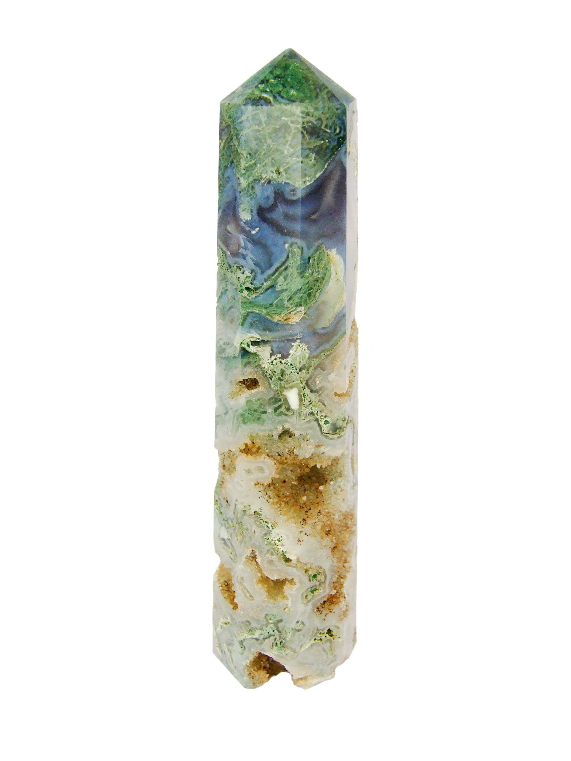Moss Agate Tower Polished Natural Gemstone Crystal Obelisk Michael's UK Jewellery