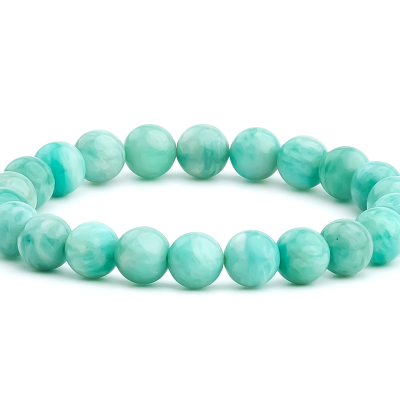 Mozambique Amazonite Natural Gemstone Bracelet 6-9'' Elasticated Michael's UK Jewellery