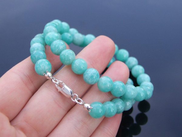 Mozambique Amazonite Natural Gemstone Necklace 8mm Beaded 16-30inch Michael's UK Jewellery