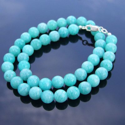 Mozambique Amazonite Natural Gemstone Necklace 8mm Beaded 16-30inch Michael's UK Jewellery