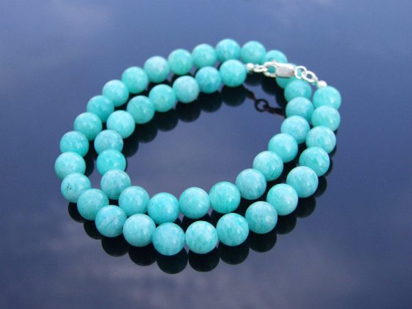Mozambique Amazonite Natural Gemstone Necklace 8mm Beaded 16-30inch Michael's UK Jewellery