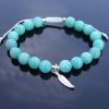 Mozambique Amazonite Sterling Silver Feather Natural Gemstone Bracelet 6-9'' Macrame Michael's UK Jewellery
