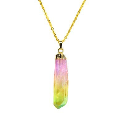 Multi Aura Quartz Pendant Natural Necklace Michael's UK Jewellery