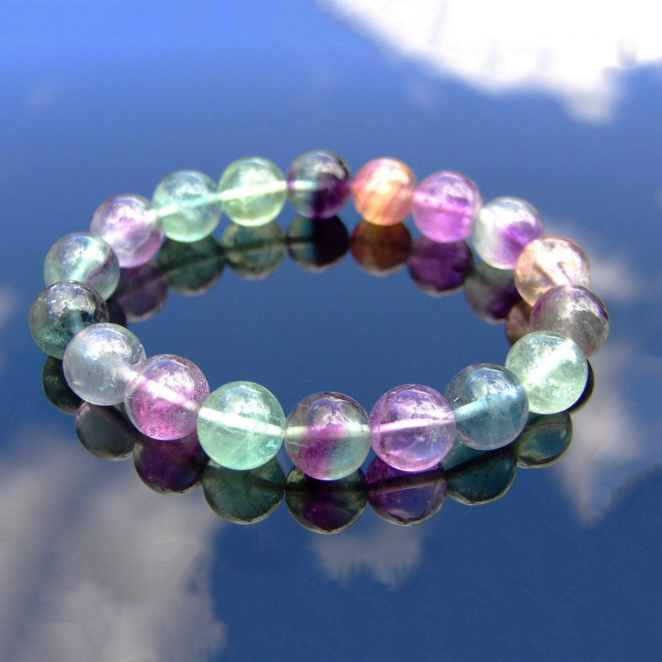multifluorite bracelet 10mm beadsmouse.so.uk