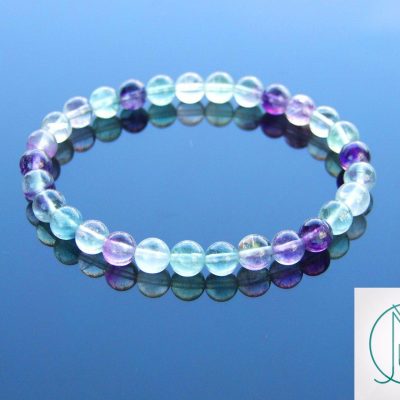 Multi Fluorite Natural 6mm Gemstone Bracelet 6-9'' Elasticated Michael's UK Jewellery