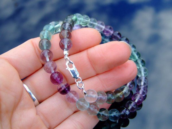Multi Fluorite Natural Gemstone Necklace 8mm Beaded 16-30inch Michael's UK Jewellery
