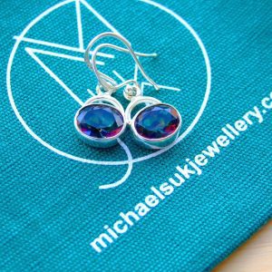 Mystic Quartz Natural Gemstone 925 Sterling Silver Earrings Michael's UK Jewellery