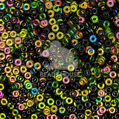 5g O Beads O-Ring 3.8x1mm Jet Vitrail