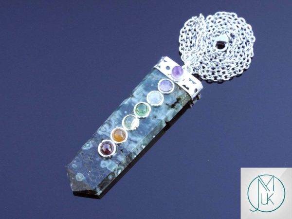 Ocean Jasper 7 Chakra Natural Gemstone Pendant Necklace 50cm Michael's UK Jewellery