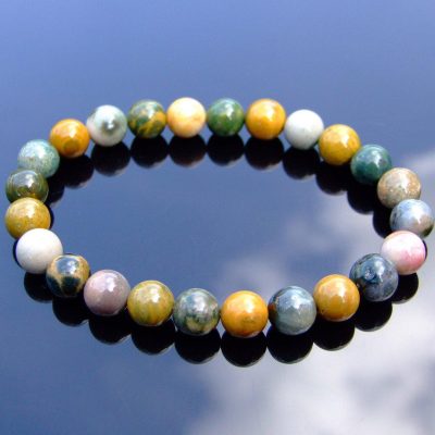Ocean Jasper Natural Gemstone Bracelet 6-9'' Elasticated Michael's UK Jewellery