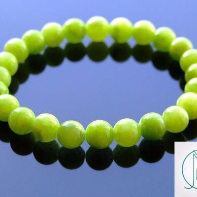 Olive Green Mashan Jade Dyed Natural Gemstone Bracelet 6-9'' Elasticated Michael's UK Jewellery
