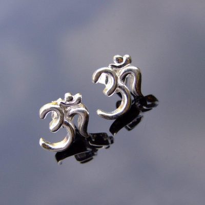 Om Hindu Luck Karma Solid 925 Sterling Silver Earrings Michael's UK Jewellery