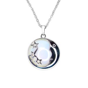 Opalite Moon Manmade Gemstone Pendant Necklace 50cm Michael's UK Jewellery