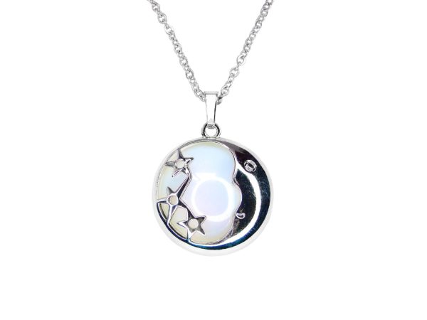 Opalite Moon Manmade Gemstone Pendant Necklace 50cm Michael's UK Jewellery