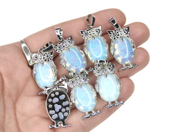 Opalite Necklace Owl Pendant Manmade Gemstone With Pouch Michael's UK Jewellery