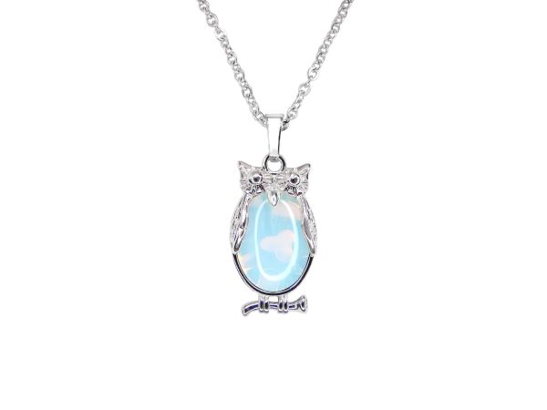 Opalite Necklace Owl Pendant Manmade Gemstone With Pouch Michael's UK Jewellery