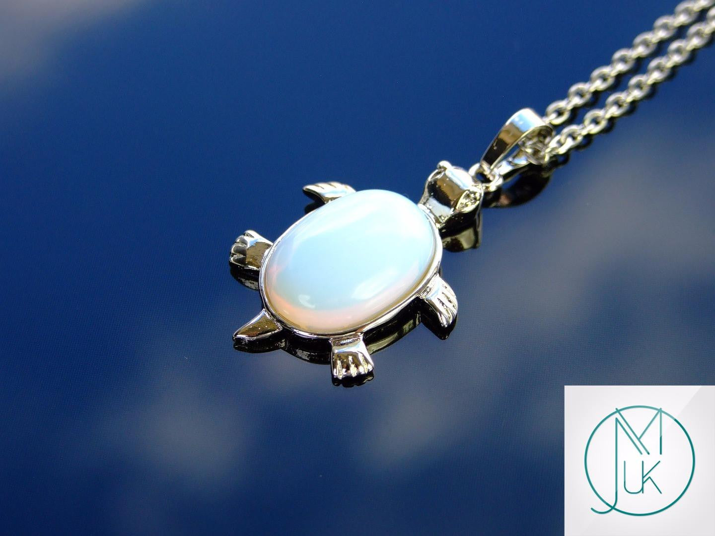Opalite Necklace Turtle Pendant Manmade Gemstone With Pouch Michael's UK Jewellery
