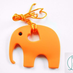 Orange Elephant Pendant Teething Necklace Michael's UK Jewellery