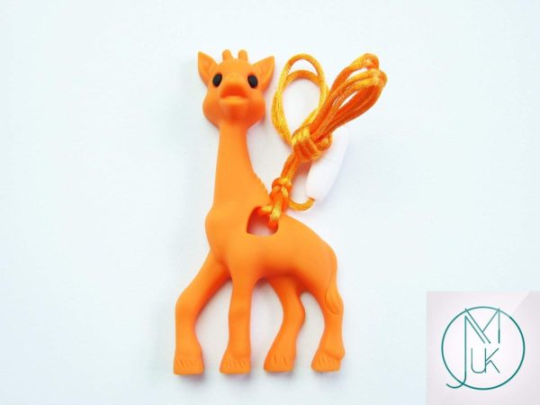 Orange Giraffe Pendant Teething Necklace Michael's UK Jewellery