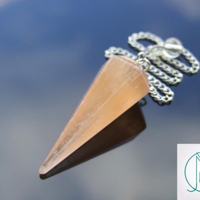 Orange Selenite Pendulum Natural Gemstone for Dowsing Scrying Divination Meditation Michael's UK Jewellery
