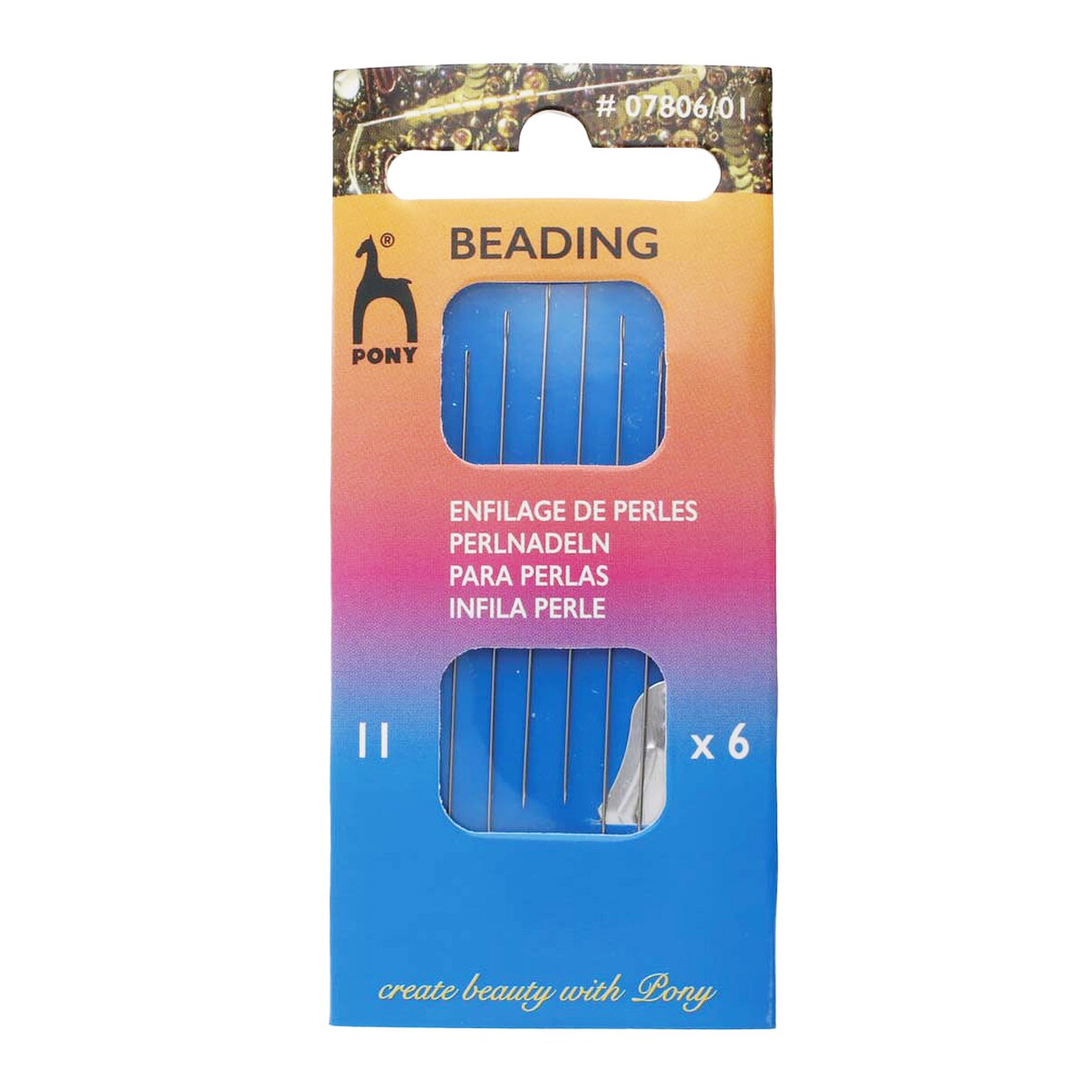 Pony Beading Needles Pack of 6 Sizes 11 beads mouse