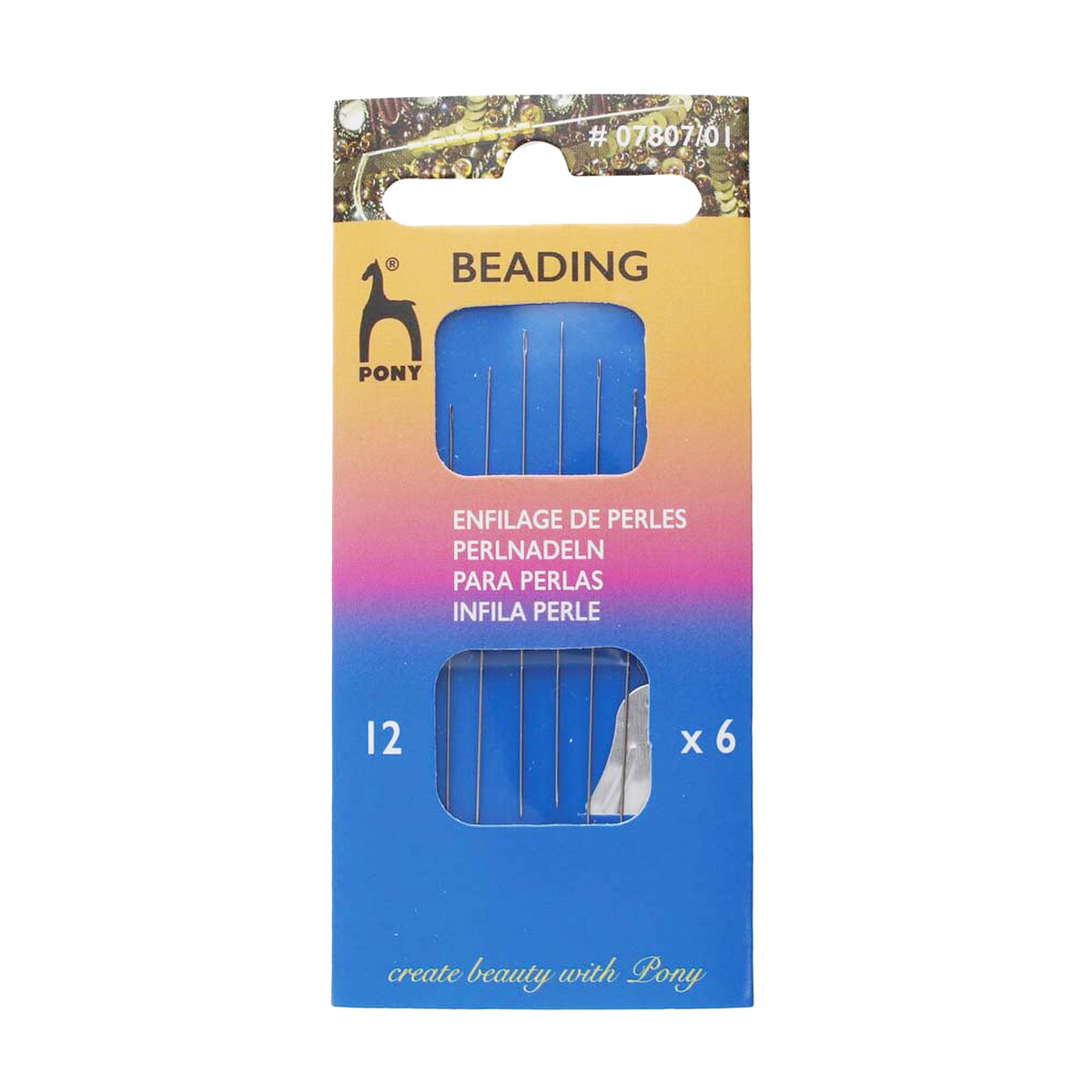 PONY Beading Needles Pack Of 6 Sizes 12 beads mouse