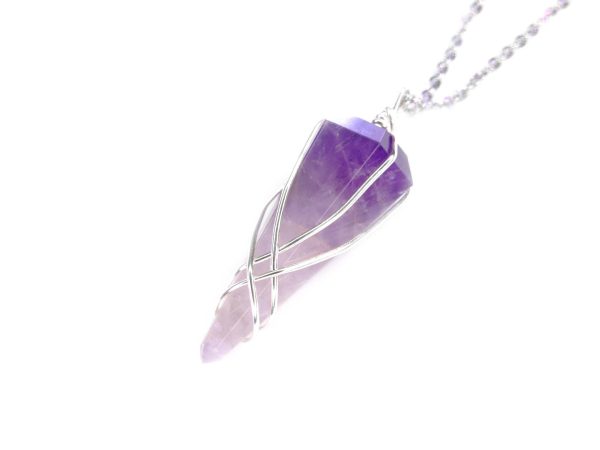 Pendulum Amethyst Necklace Natural Gemstone With Chain