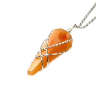 Pendulum Carnelian Necklace Natural Gemstone Stainless Steel Chain with Pouch Michael's UK Jewellery