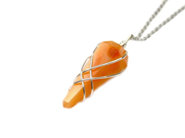 Pendulum Carnelian Necklace Natural Gemstone Stainless Steel Chain with Pouch Michael's UK Jewellery