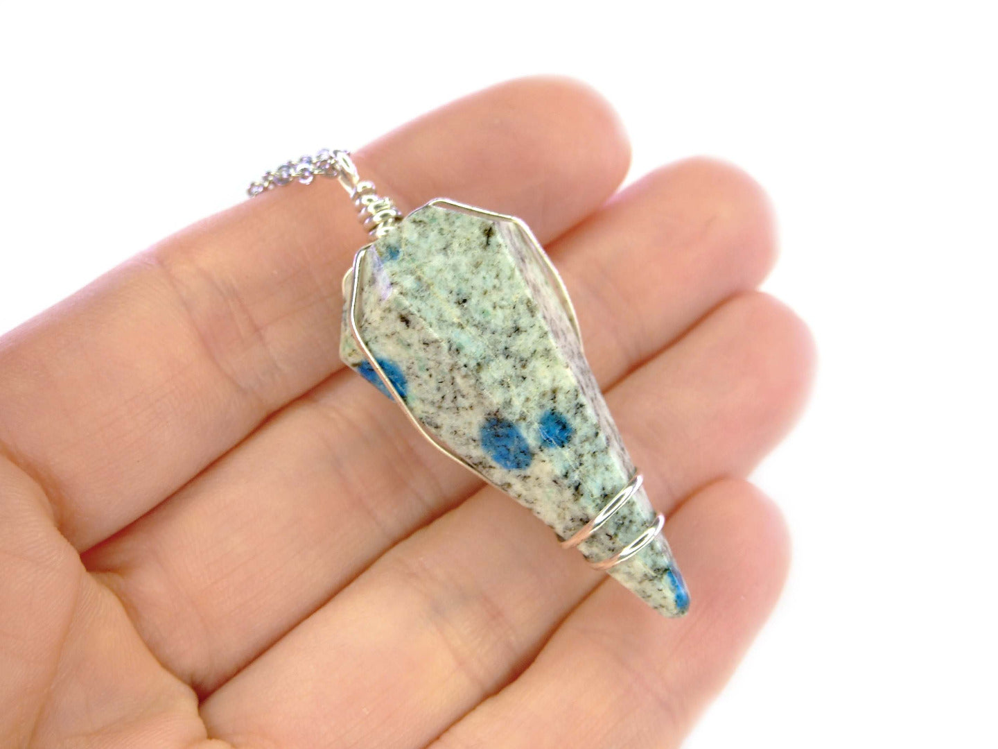 Pendulum K2nite Necklace Natural Gemstone Stainless Steel Chain with Pouch Michael's UK Jewellery