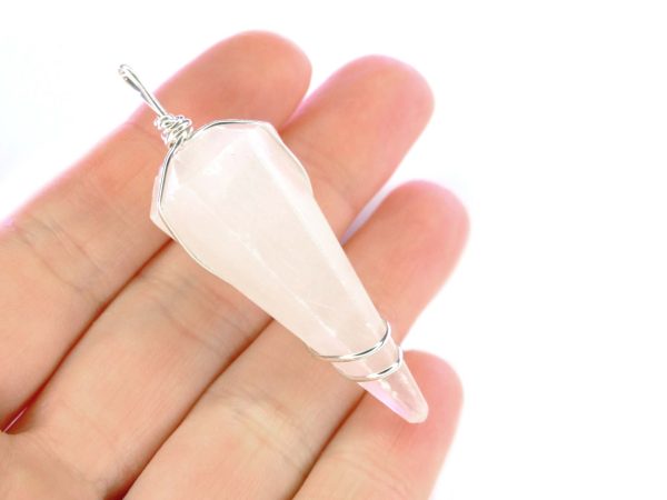 Pendulum Selenite Necklace Natural Gemstone Stainless Steel Chain with Pouch Michael's UK Jewellery