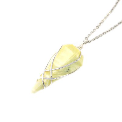 Pendulum Serpentine Necklace Natural Gemstone Stainless Steel Chain with Pouch Michael's UK Jewellery
