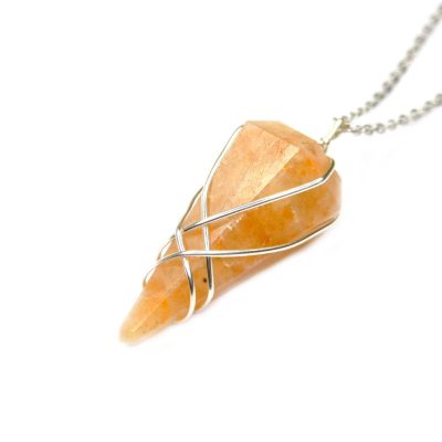 Pendulum Sunstone Necklace Natural Gemstone Stainless Steel Chain with Pouch Michael's UK Jewellery