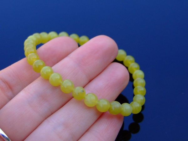 Peridot Natural 6mm Gemstone Bracelet 6-9'' Elasticated Michael's UK Jewellery