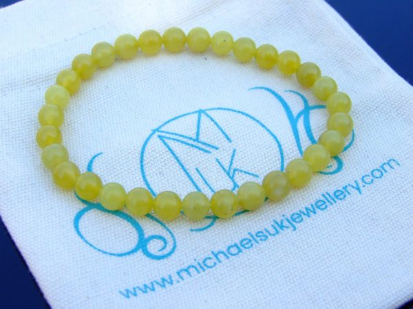 Peridot Natural 6mm Gemstone Bracelet 6-9'' Elasticated Michael's UK Jewellery