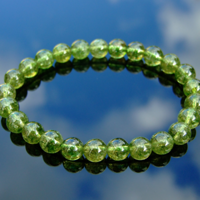 Peridot Natural Dyed Gemstone Bracelet Beaded 6-9'' Elasticated Michael's UK Jewellery