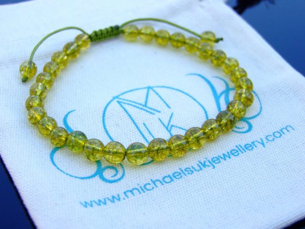Peridot Natural Gemstone Bracelet 6mm 6-9'' Macrame Michael's UK Jewellery