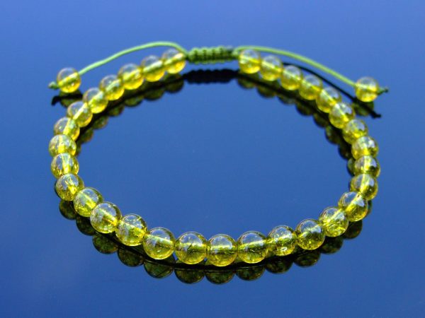 Peridot Natural Gemstone Bracelet 6mm 6-9'' Macrame Michael's UK Jewellery