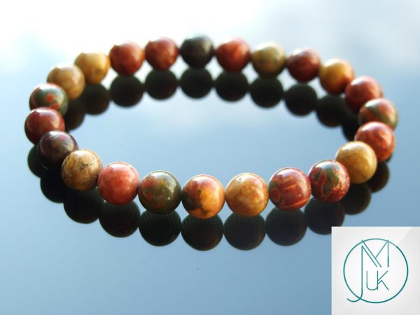 Picasso Jasper Natural Gemstone Bracelet 6-9'' Elasticated Michael's UK Jewellery