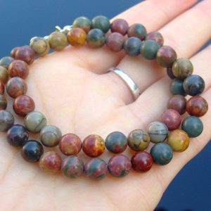 Picasso Jasper Natural Gemstone Necklace 8mm Beaded 16-30inch Michael's UK Jewellery