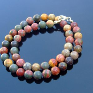 Picasso Jasper Natural Gemstone Necklace 8mm Beaded 16-30inch Michael's UK Jewellery