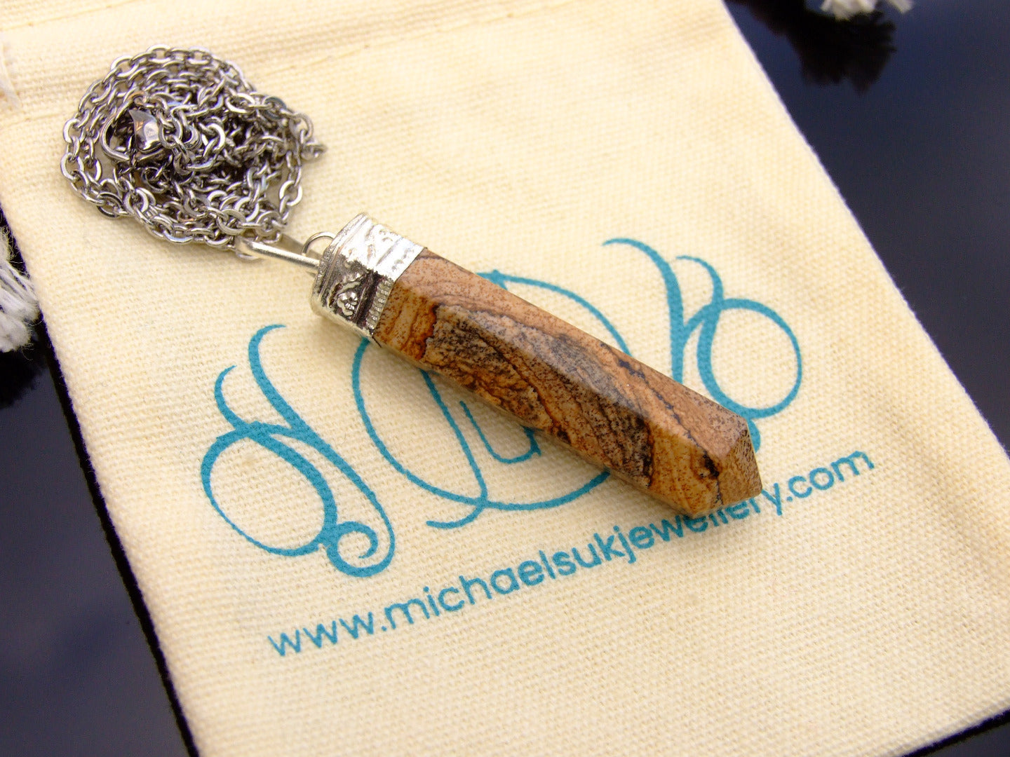 Picture Jasper Hexa Point Pendant Necklace Michael's UK Jewellery