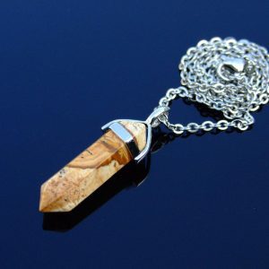 Picture Jasper Natural Crystal Point Pendant Gemstone Necklace Michael's UK Jewellery