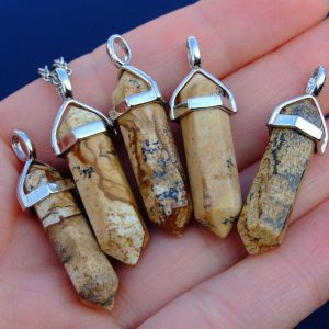Picture Jasper Natural Crystal Point Pendant Gemstone Necklace Michael's UK Jewellery