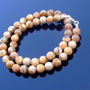Picture Jasper Natural Gemstone Necklace 8mm Beaded 16-30inch Michael's UK Jewellery
