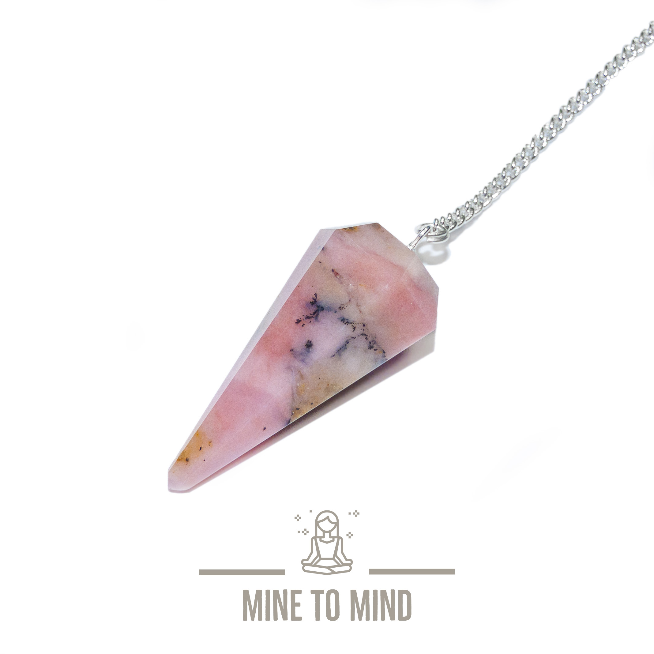 Pink Opal Gemstone Pendulum mine to mind logo