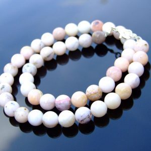 Pink Opal Natural Gemstone Necklace 8mm Beaded 16-30inch Michael's UK Jewellery