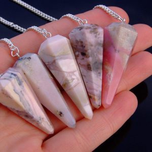 Pink Opal Pendulum Natural Gemstone for Dowsing Scrying Divination Meditation Michael's UK Jewellery